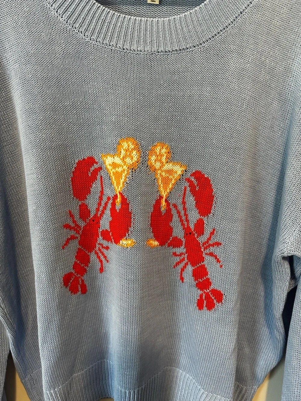 Sunday Edition Lobsters & Cocktails Sweater Blue Size L - Picture 7 of 14